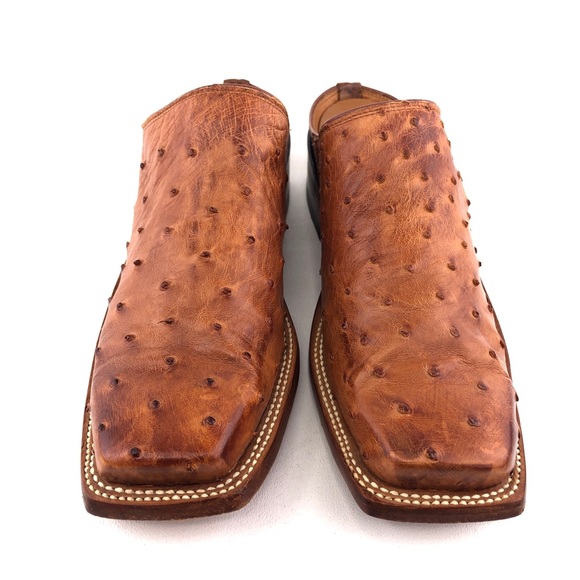 Lucchese 2000 Full Quill Ostrich Leather Slip on Clog Mules 8 B - Picture 4 of 14